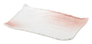 白玉粉引ピンク吹枯山水26cm角皿（小）【日本製　磁器】