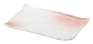 白玉粉引ピンク吹枯山水31cm角皿（中）【日本製　磁器】