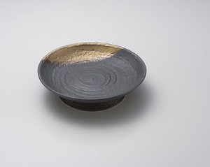 金彩ぬり分流尺高台皿【日本製　陶器】
