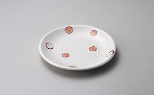粉引丸紋9.0皿【日本製　磁器】
