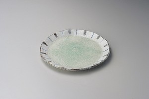 ヒワ釉渕十草9.0丸皿【日本製　陶器】