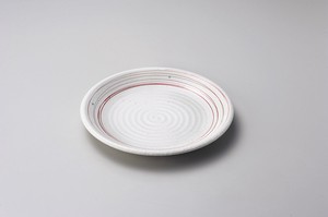 粉引乱線6.0皿【日本製　磁器】