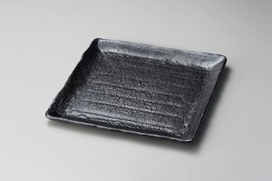 黒釉正角大盛皿【日本製　磁器】