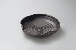 炭化瓢型尺盛鉢【日本製　陶器】