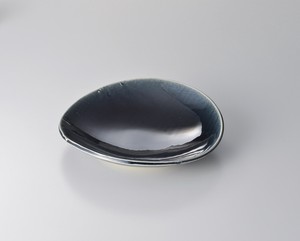 藍楕円たわみ9寸皿【日本製　陶器】