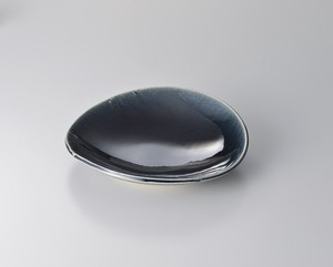 藍楕円たわみ8寸皿【日本製　陶器】