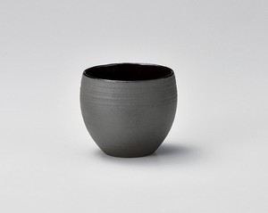 炭化土丸カップ黒【日本製　陶器】