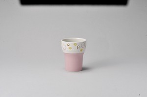 ピンク水玉 ゴブレット【日本製　陶器】