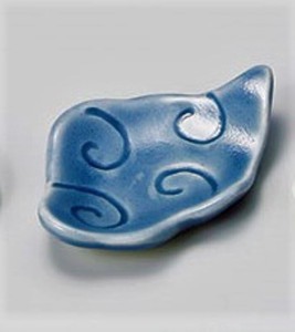 青釉雲形箸置珍味【日本製　陶器】