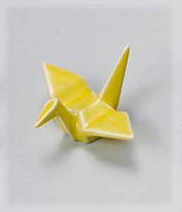折鶴（黄）箸置【日本製　磁器】