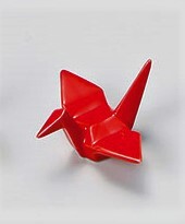折り鶴箸置（赤）【日本製　磁器】