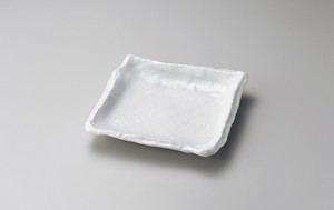 白釉19cm正角皿【日本製　磁器】