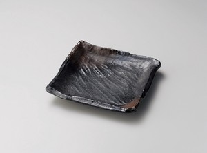金茶吹23cm角皿【日本製　磁器】