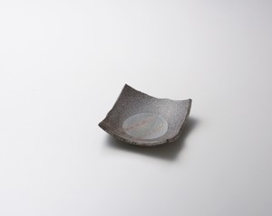 炭化四角そり皿【日本製　陶器】