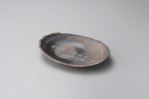 炭化ボタモチ9.6楕円皿【日本製　陶器】