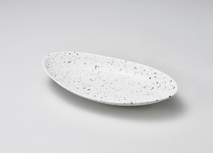 白斑点オーバルディッシュ 中【日本製　陶器】