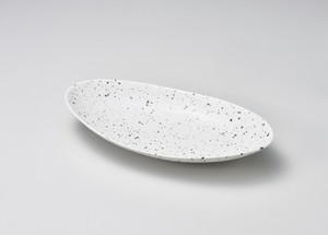 白斑点オーバルディッシュ 小【日本製　陶器】