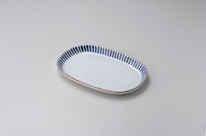 藍十草小判型9.0皿【日本製　磁器】