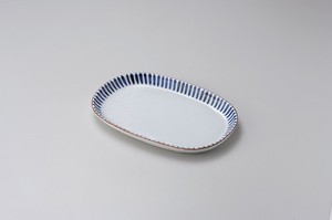 藍十草小判型深口8.0皿【日本製　磁器】