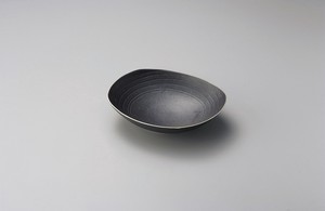 黒釉だ円盛皿【日本製　磁器】