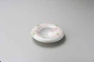 ラスターピンク芦ハット型前菜皿【日本製　磁器】