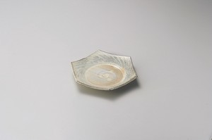 粉引櫛目六角皿【日本製　陶器】