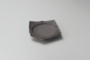炭化土変形五角6寸皿【日本製　陶器】