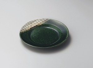 サビ織部格子8.0和皿【日本製　陶器】