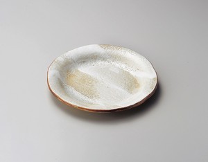 白油滴刷毛4.5反り丸皿【日本製　磁器】