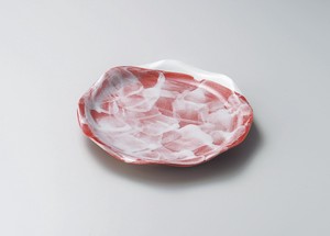 赤楽花型8.0皿【日本製　磁器】