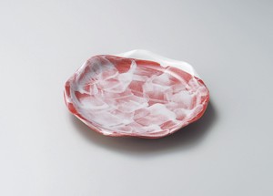 赤楽花型7.0皿【日本製　磁器】