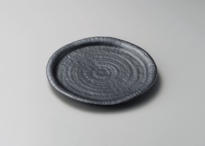 結晶黒マット8.0皿【日本製　磁器】