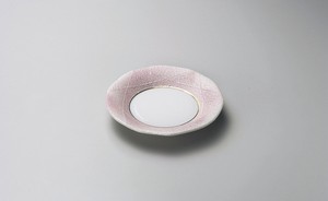 ピンク銀彩フルーツ皿【日本製　磁器】
