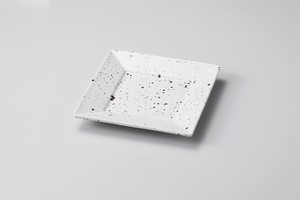 白斑点スクウェアー16cm銘々皿【日本製　陶器】