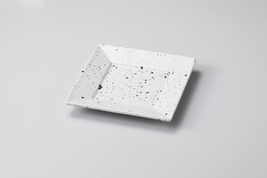 白斑点スクウェアー13cm角皿【日本製　陶器】