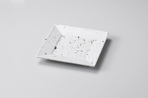 白斑点スクウェアー10cm角皿【日本製　陶器】