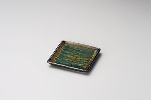 深海12cm四角皿【日本製　陶器】