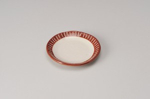 渕彫り十草 5.0取り皿 赤【日本製　陶器】