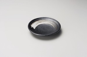 栗色刷毛目葵5.0皿【日本製　磁器】