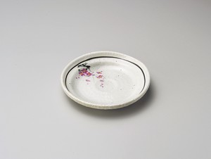 粉引ライン紅梅ナブリ5.0皿【日本製　磁器】