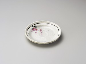 粉引ライン紅梅ナブリ4.0皿【日本製　磁器】