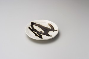 金彩粉引き丸17皿【日本製　陶器】