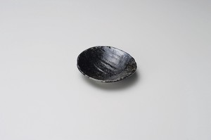 風紋小判皿（黒）【日本製　磁器】
