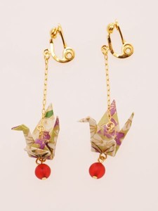 Clip-On Earring  Origami Chinese Bellflower Made in Japan