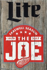 NHL サインボード 『デトロイトレッドウィングス Lite THE JOE 1979-2017 』 木製　アメリカン雑貨