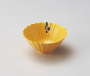 黄釉三彩菊形小鉢【日本製　強化磁器】