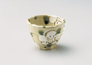 白格子花深口小鉢【日本製　陶器】