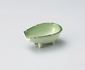 緑彩箕型小鉢【日本製　強化磁器】