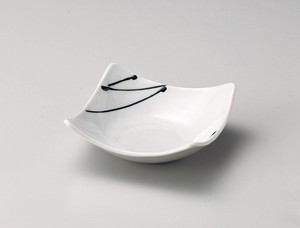 白釉黒一珍四方上り鉢（小）【日本製　磁器】