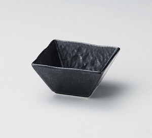 黒水晶しおり角小鉢【日本製　磁器】